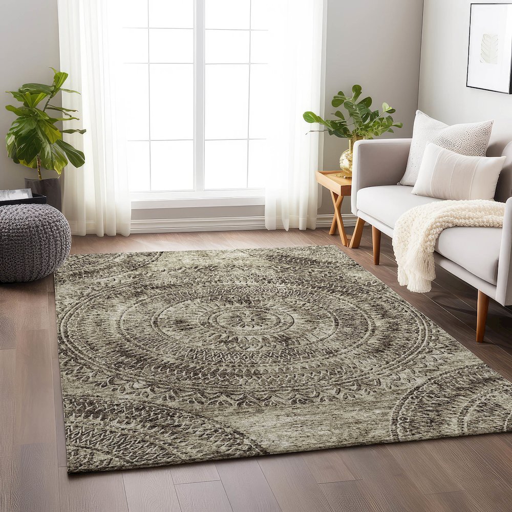 Premium Machine Washable Mayfield  Brown 9' x 12' Rug. Picture 5