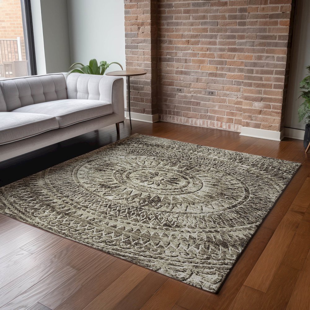 Premium Machine Washable Mayfield  Brown 9' x 12' Rug. Picture 6