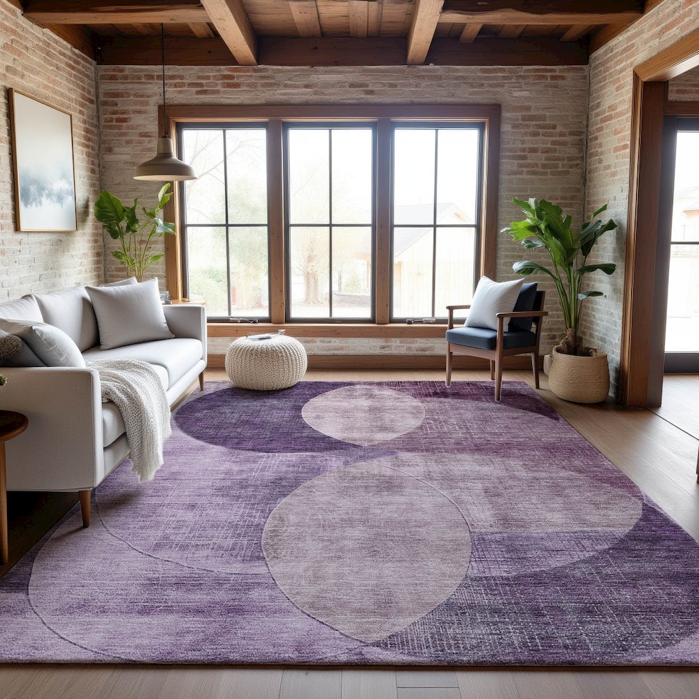 Premium Machine Washable Mayfield AMF1140 Purple 9' x 12' Rug. Picture 5