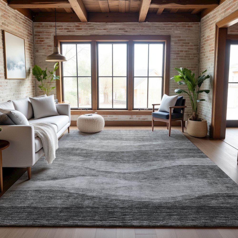 Premium Machine Washable Mayfield AMF1141 Gray 9' x 12' Rug. Picture 5