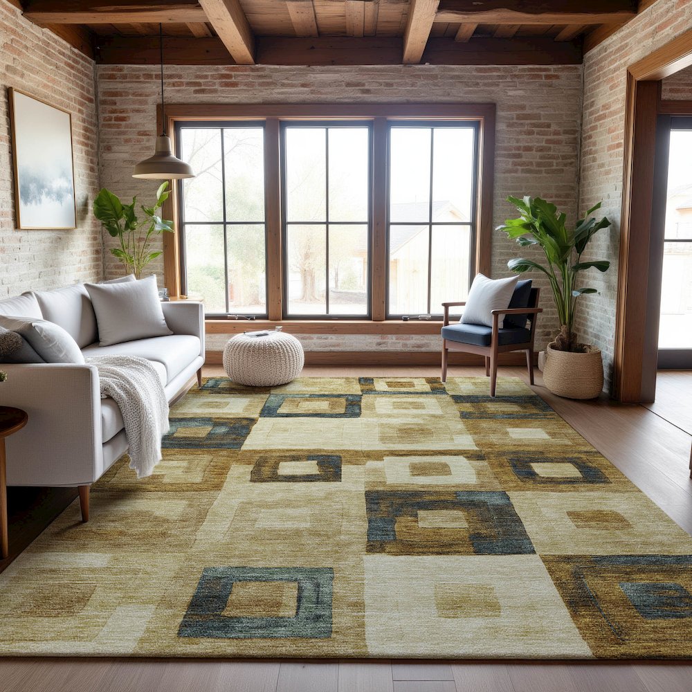 Premium Machine Washable Mayfield AMF1142 Beige 9' x 12' Rug. Picture 5