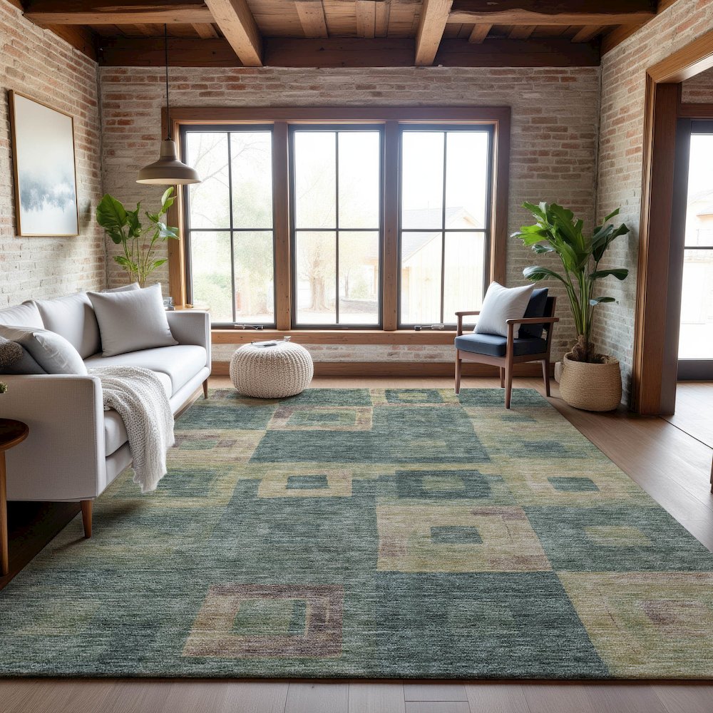 Premium Machine Washable Mayfield AMF1142 Sage 9' x 12' Rug. Picture 5