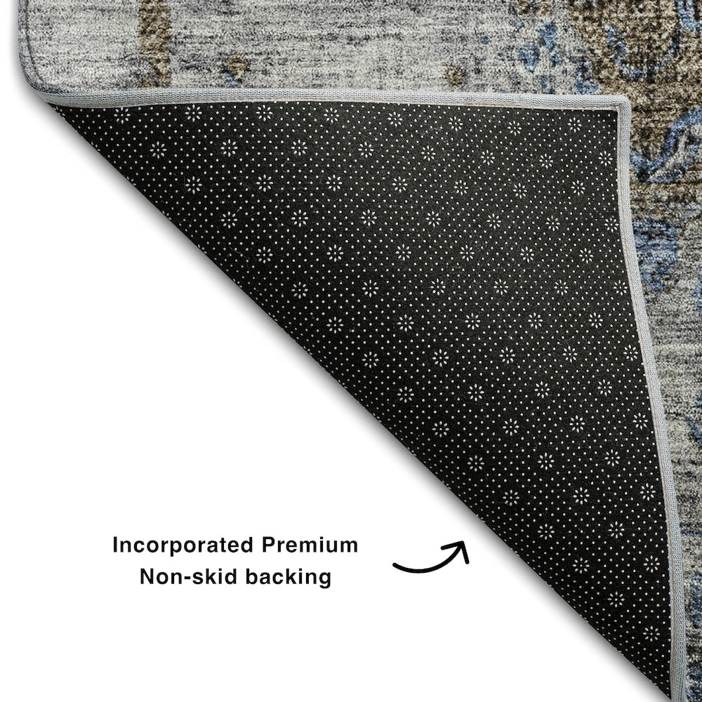Premium Machine Washable Mayfield AMF1144 Blue 5' x 7'6" Rug. Picture 2