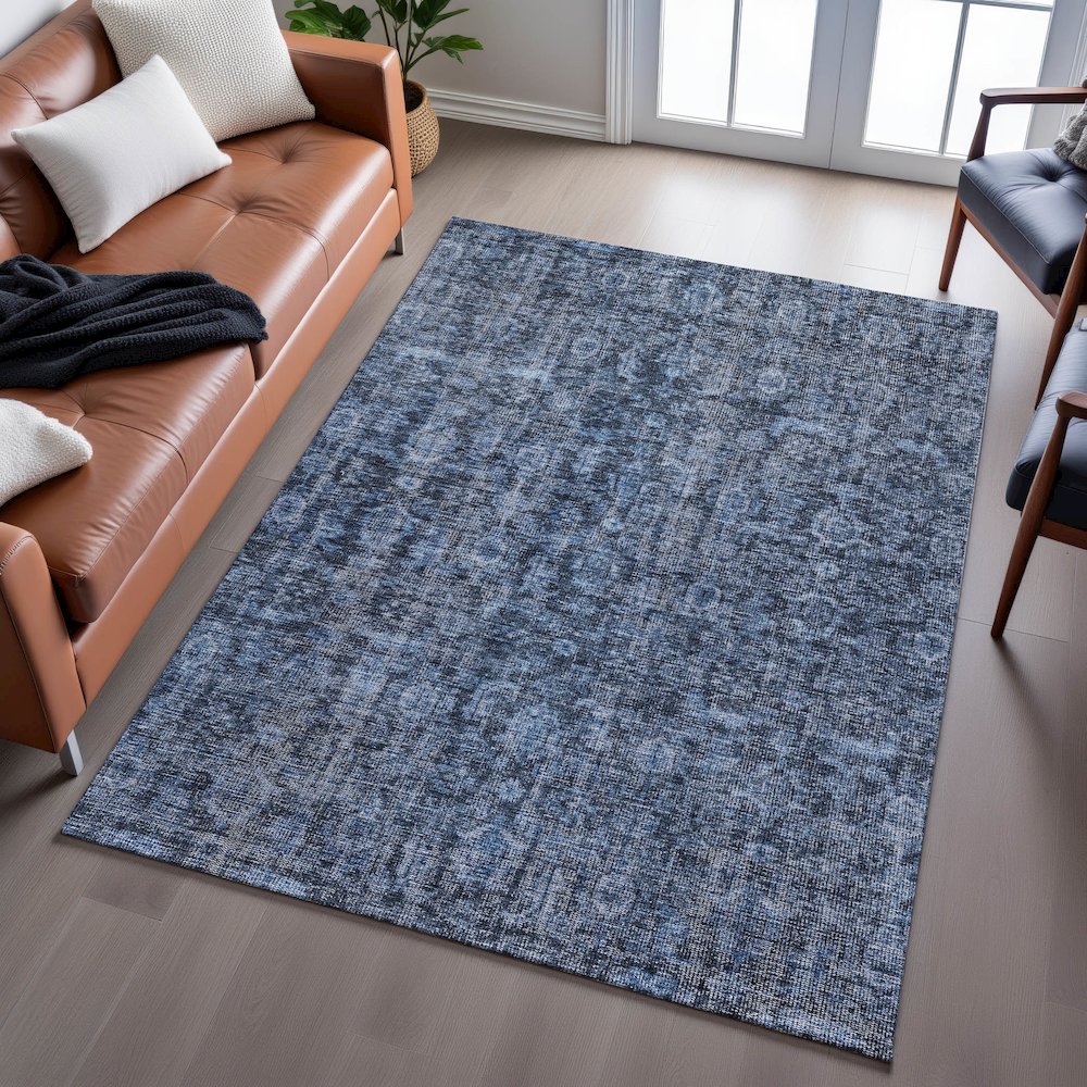 Premium Machine Washable Mayfield AMF1145 Blue 9' x 12' Rug. Picture 6