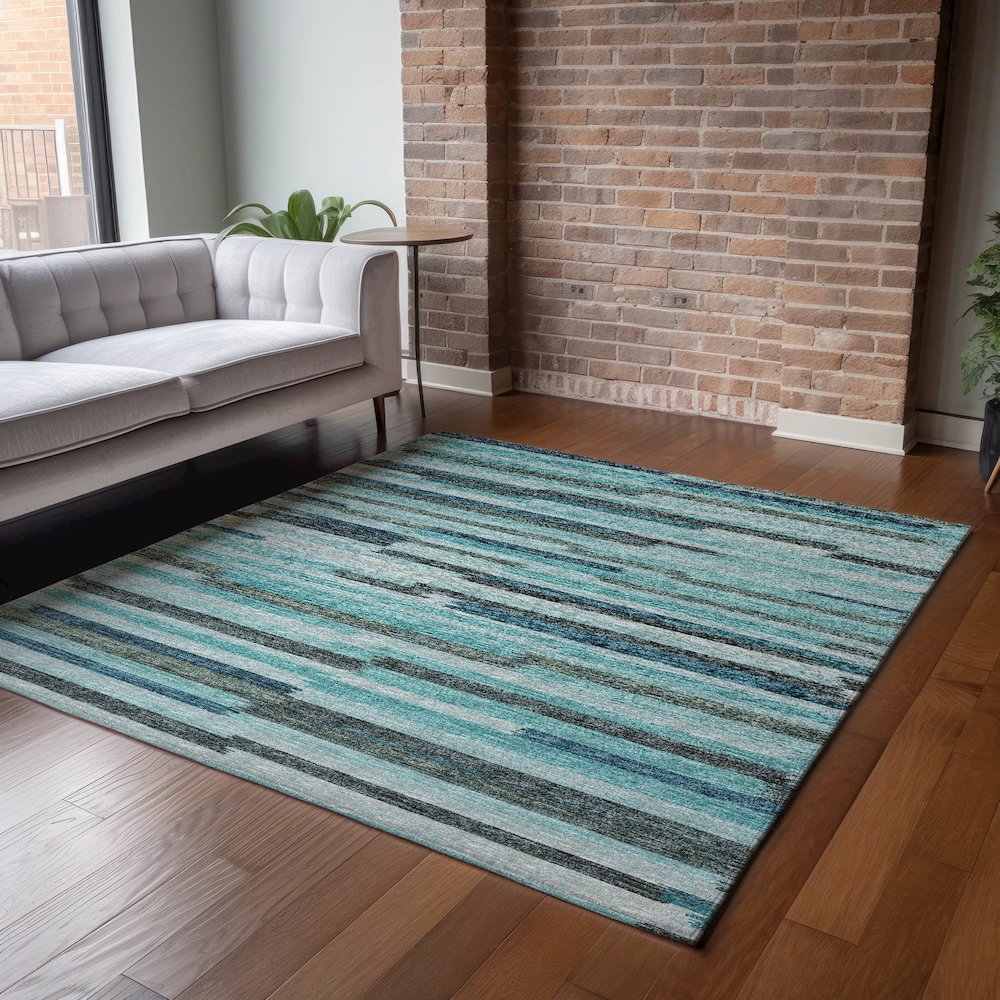 Premium Machine Washable Mayfield  Turquoise 9' x 12' Rug. Picture 6