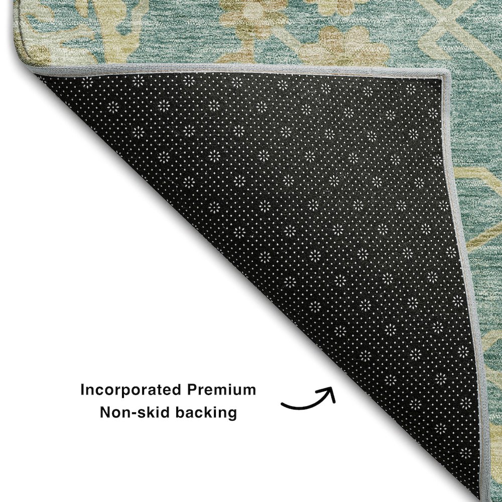 Premium Machine Washable Mayfield AMF1150 Teal 5' x 7'6" Rug. Picture 2