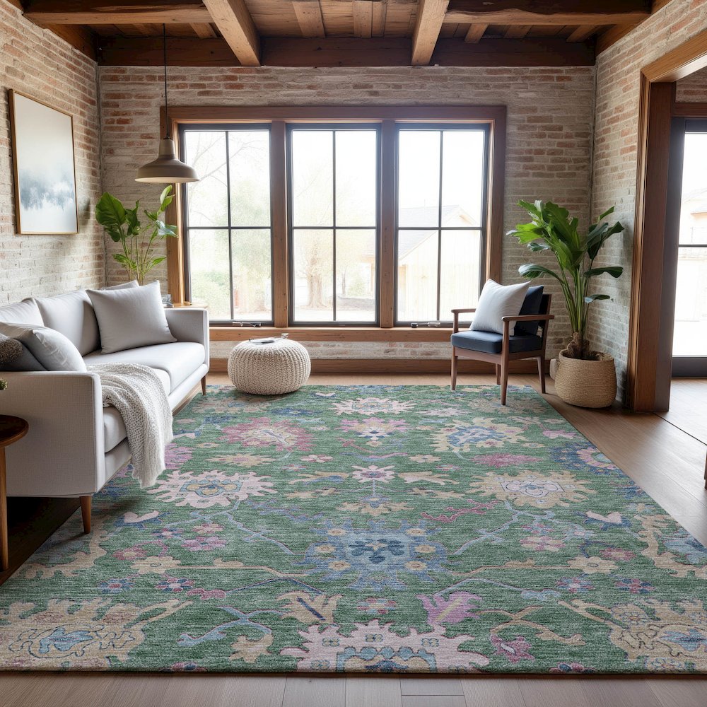 Premium Machine Washable Mayfield AMF1154 Sage 9' x 12' Rug. Picture 5