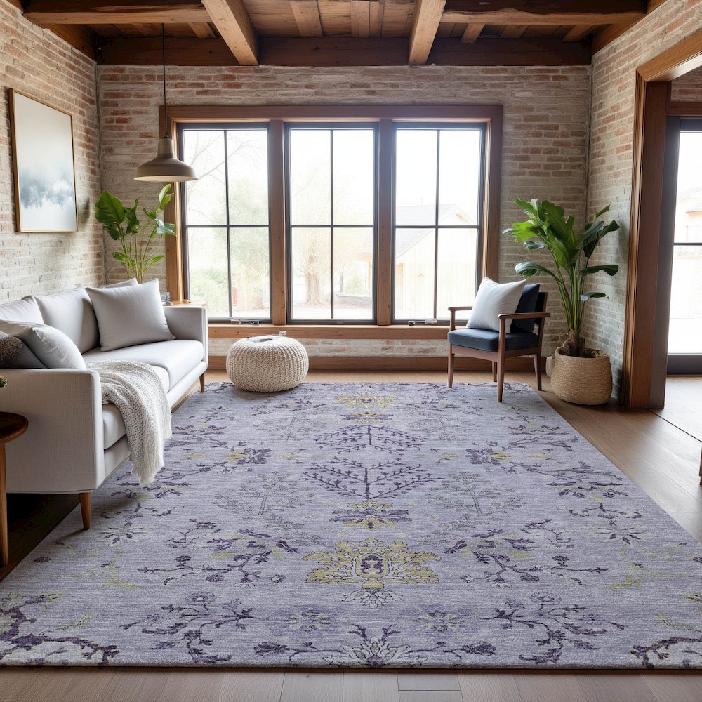 Premium Machine Washable Mayfield AMF1156 Lavender 9' x 12' Rug. Picture 5