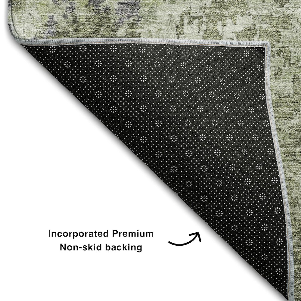 Premium Machine Washable Mayfield AMF1162 Green 5' x 7'6" Rug. Picture 2