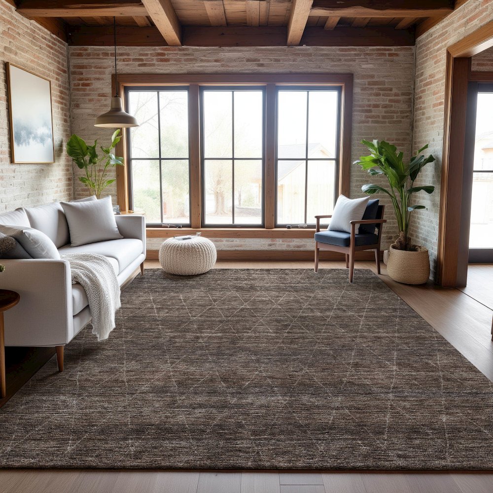 Premium Machine Washable Mayfield AMF1165 Coffee 9' x 12' Rug. Picture 5