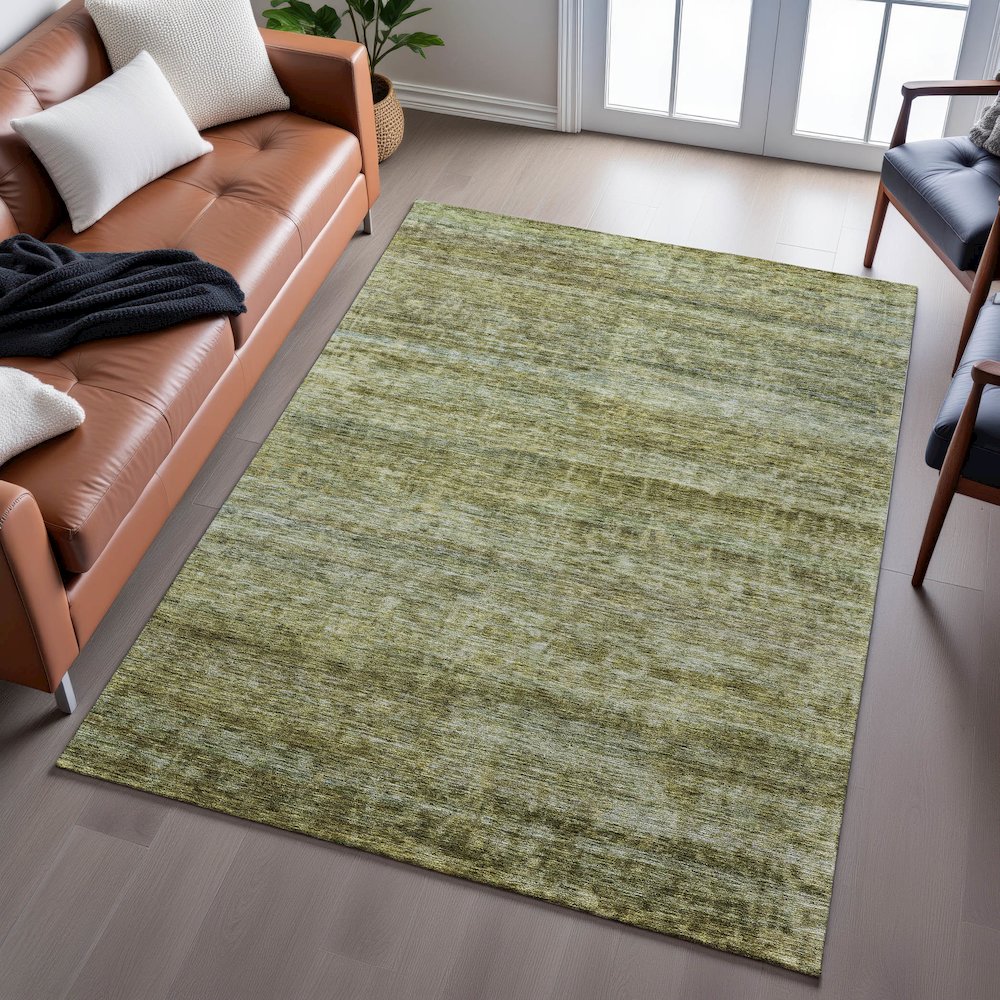 Premium Machine Washable Mayfield AMF1166 Olive 9' x 12' Rug. Picture 6