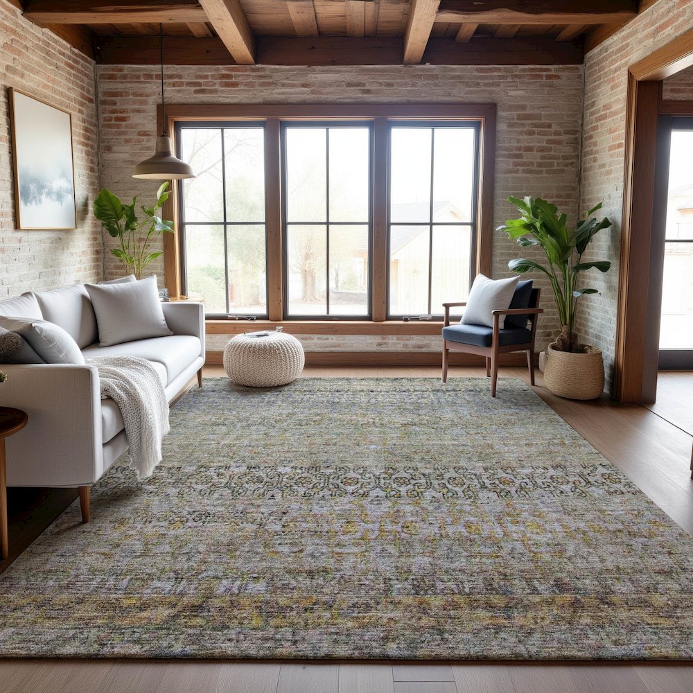 Premium Machine Washable Mayfield AMF1173 Seafoam 9' x 12' Rug. Picture 5