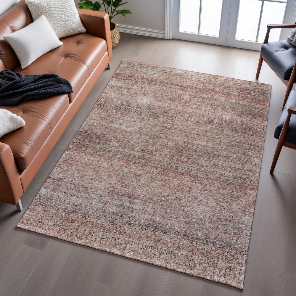 Premium Machine Washable Mayfield AMF1174 Coral 9' x 12' Rug. Picture 6