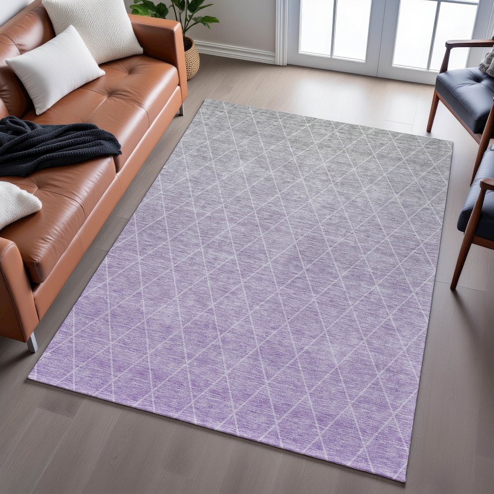 Premium Machine Washable Mayfield AMF1175 Lavender 9' x 12' Rug. Picture 6