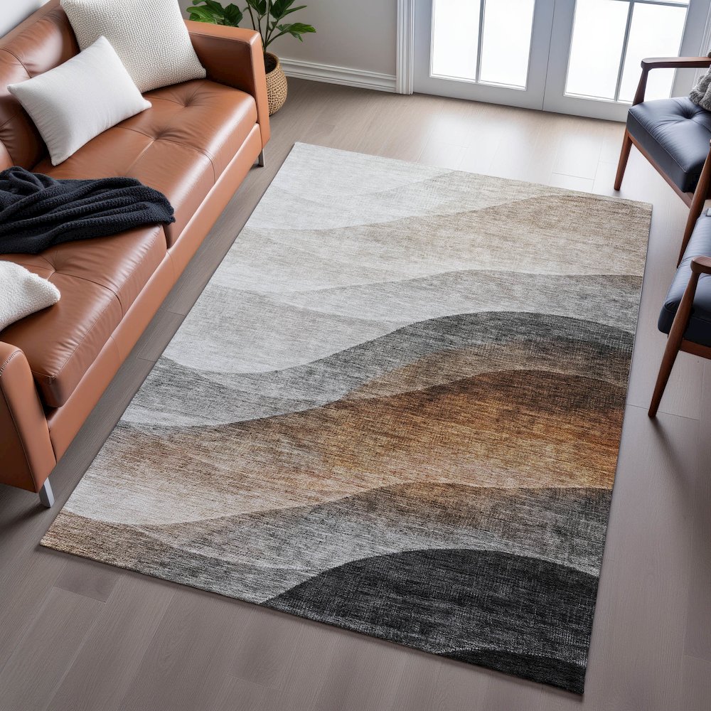 Premium Machine Washable Mayfield AMF1176 Khaki 9' x 12' Rug. Picture 6