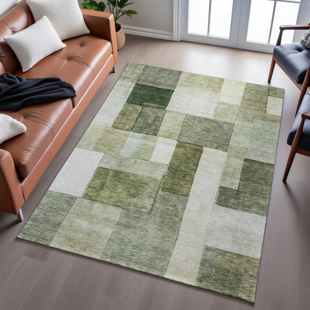 Premium Machine Washable Mayfield AMF1190 Sage 9' x 12' Rug. Picture 6