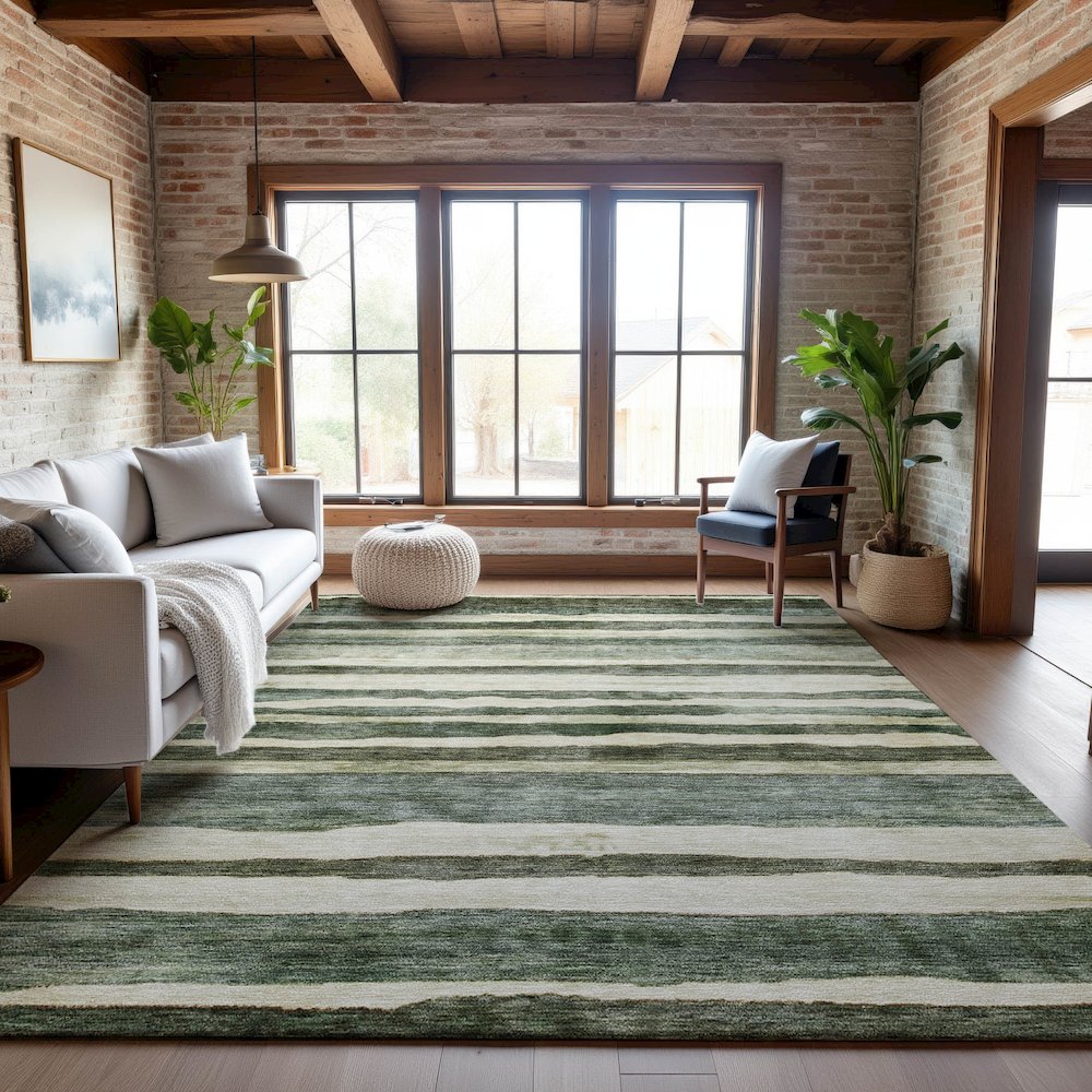 Premium Machine Washable Mayfield AMF1191 Sage 9' x 12' Rug. Picture 5