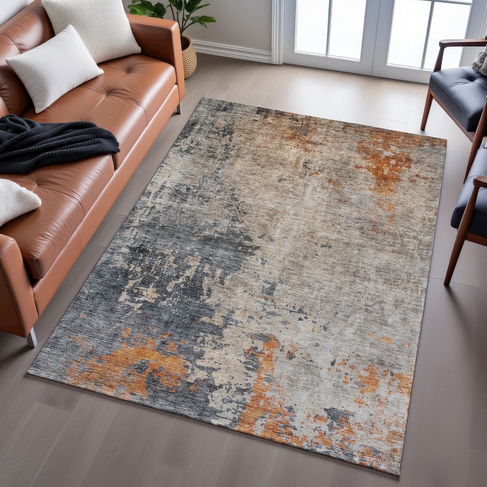 Premium Machine Washable Mayfield AMF1212 Khaki 9' x 12' Rug. Picture 6