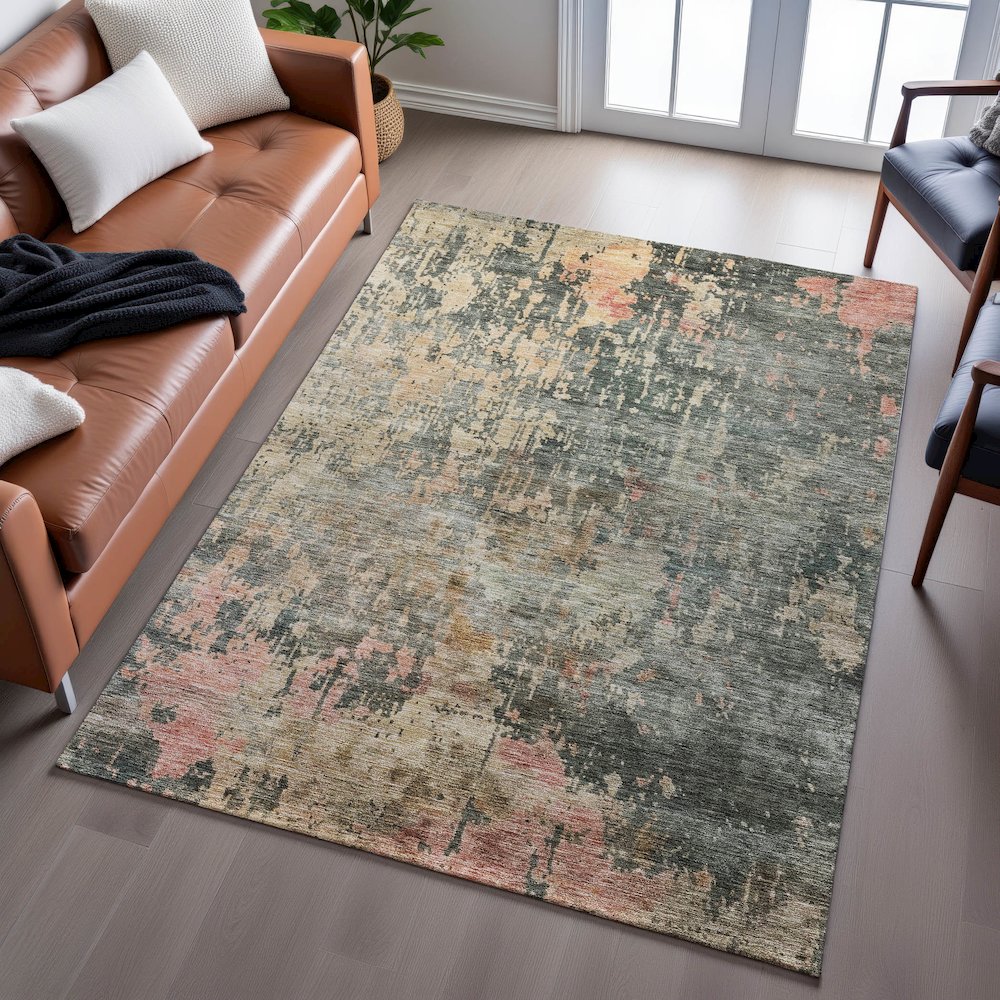 Premium Machine Washable Mayfield AMF1214 Sage 9' x 12' Rug. Picture 6