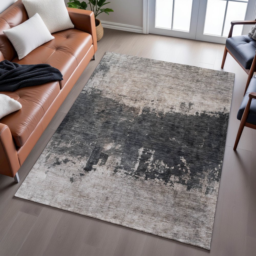Premium Machine Washable Mayfield AMF1215 Taupe 9' x 12' Rug. Picture 6