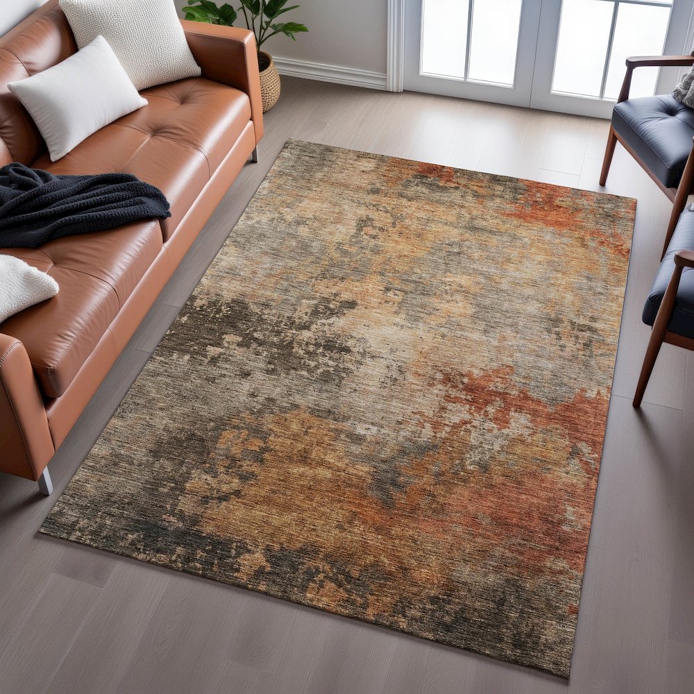 Premium Machine Washable Mayfield AMF1216 Khaki 9' x 12' Rug. Picture 6
