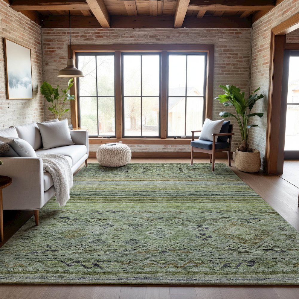 Premium Machine Washable Mayfield AMF1219 Aloe 9' x 12' Rug. Picture 5
