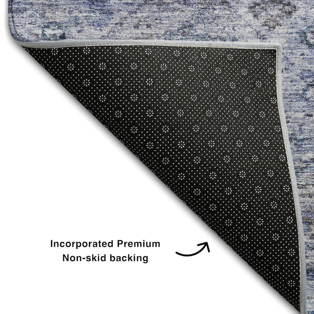 Premium Machine Washable Mayfield AMF1219 Blue 5' x 7'6" Rug. Picture 2