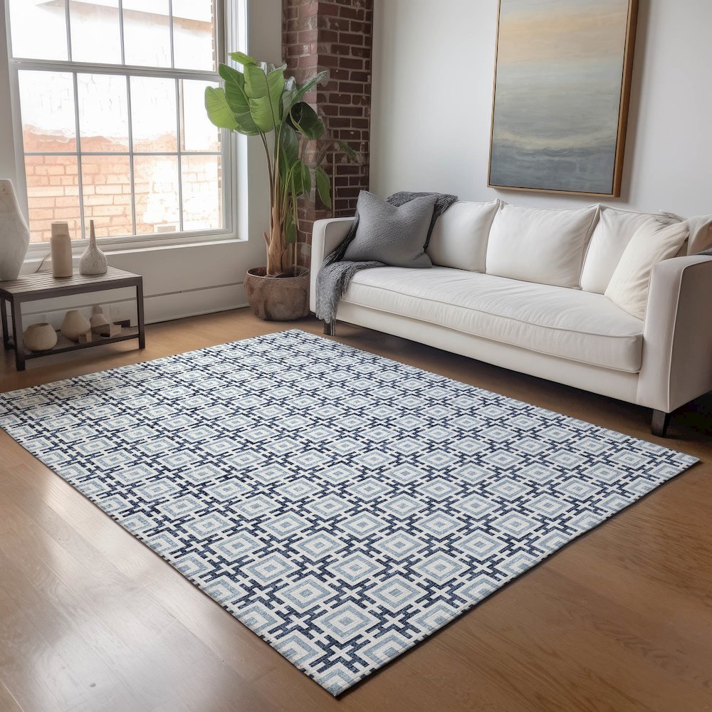 Premium Machine Washable Mayfield  Navy 9' x 12' Rug. Picture 5