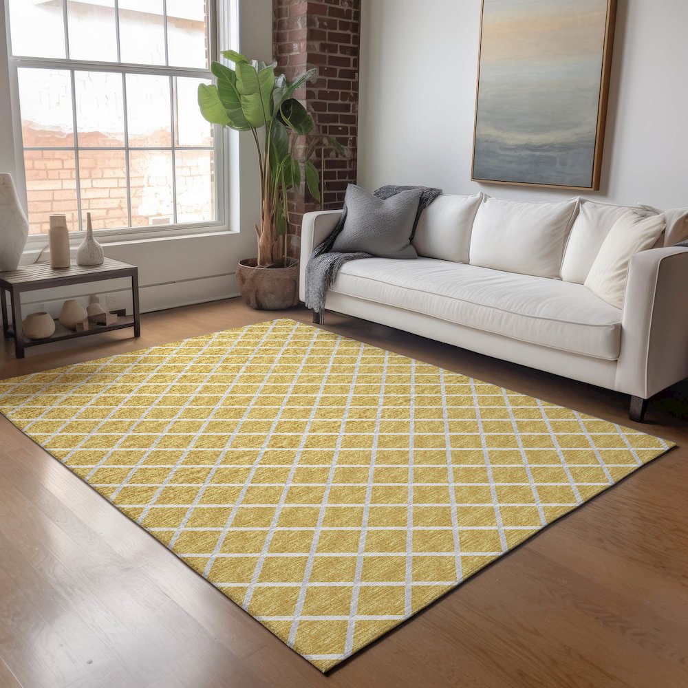 Premium Machine Washable Mayfield  Gold 9' x 12' Rug. Picture 5