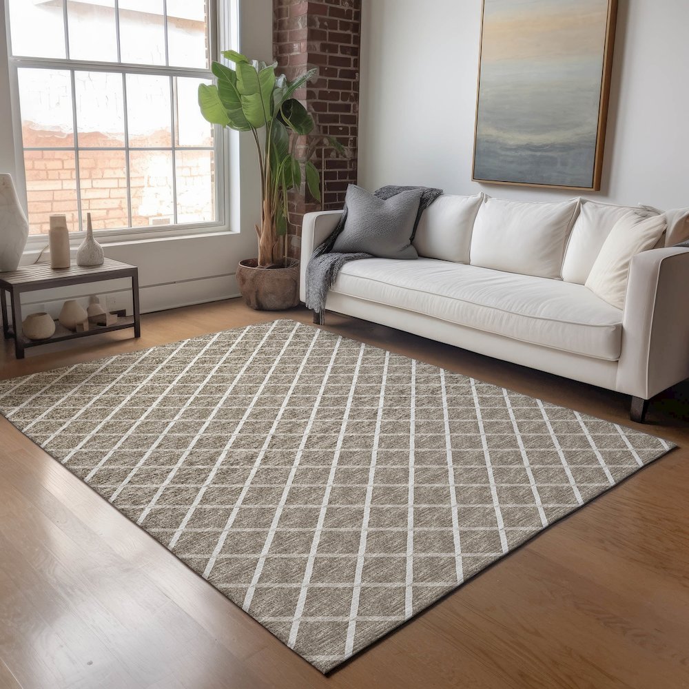 Premium Machine Washable Mayfield  Taupe 9' x 12' Rug. Picture 5