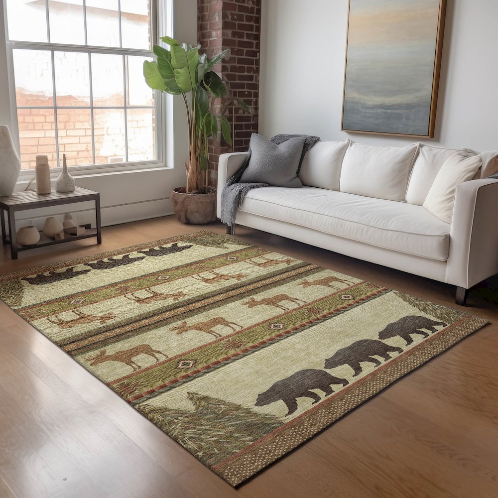 Premium Machine Washable Mayfield  Brown 9' x 12' Rug. Picture 5