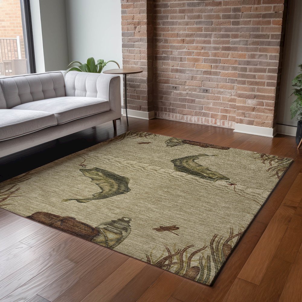 Premium Machine Washable Mayfield  Khaki 9' x 12' Rug. Picture 6
