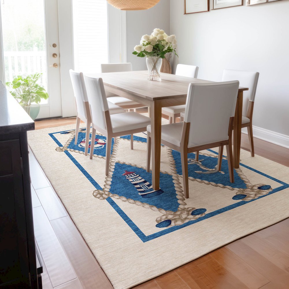 Premium Machine Washable Mayfield  Ivory 9' x 12' Rug. Picture 6