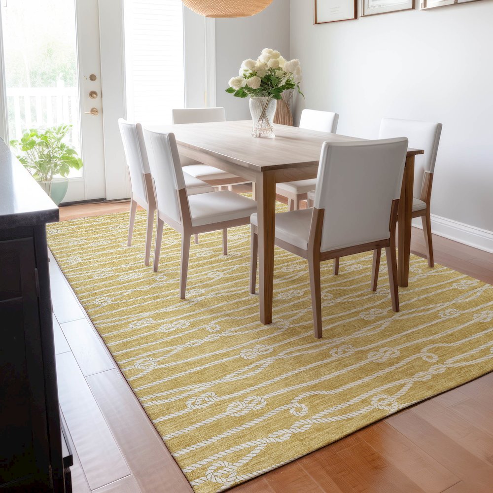 Premium Machine Washable Mayfield  Gold 9' x 12' Rug. Picture 6