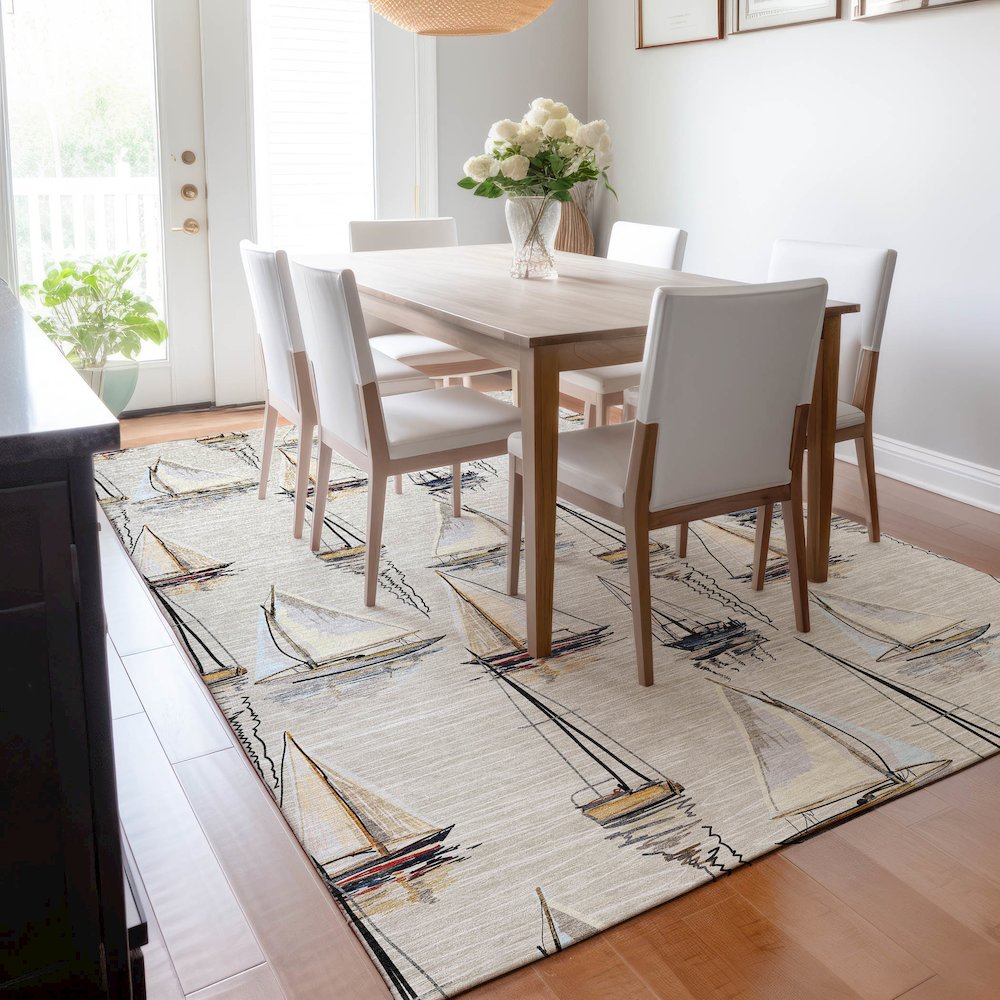 Premium Machine Washable Mayfield  Ivory 9' x 12' Rug. Picture 6