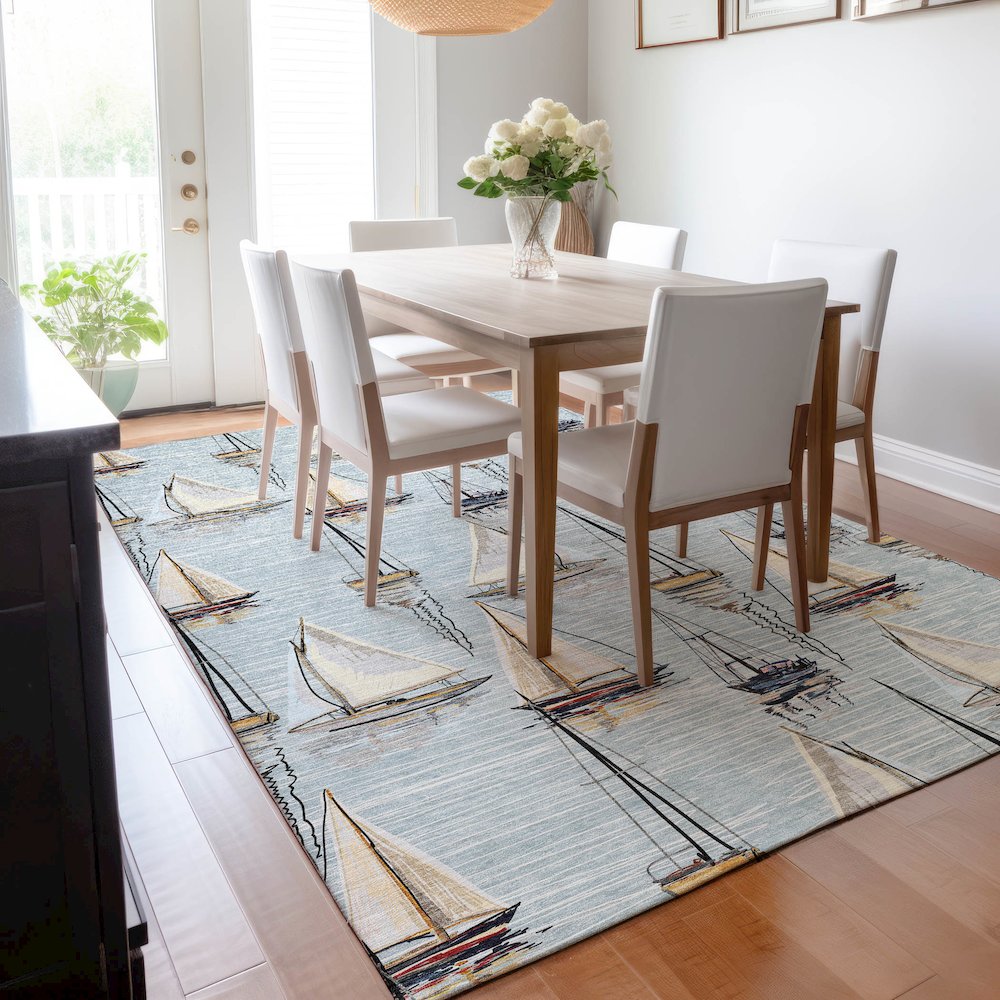 Premium Machine Washable Mayfield  Sky 9' x 12' Rug. Picture 6