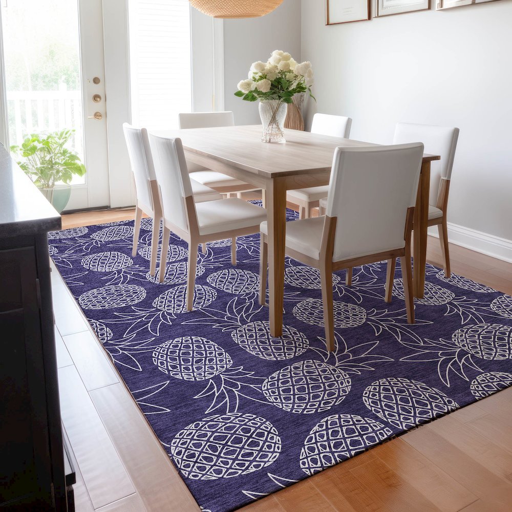Premium Machine Washable Mayfield  Blue 9' x 12' Rug. Picture 6