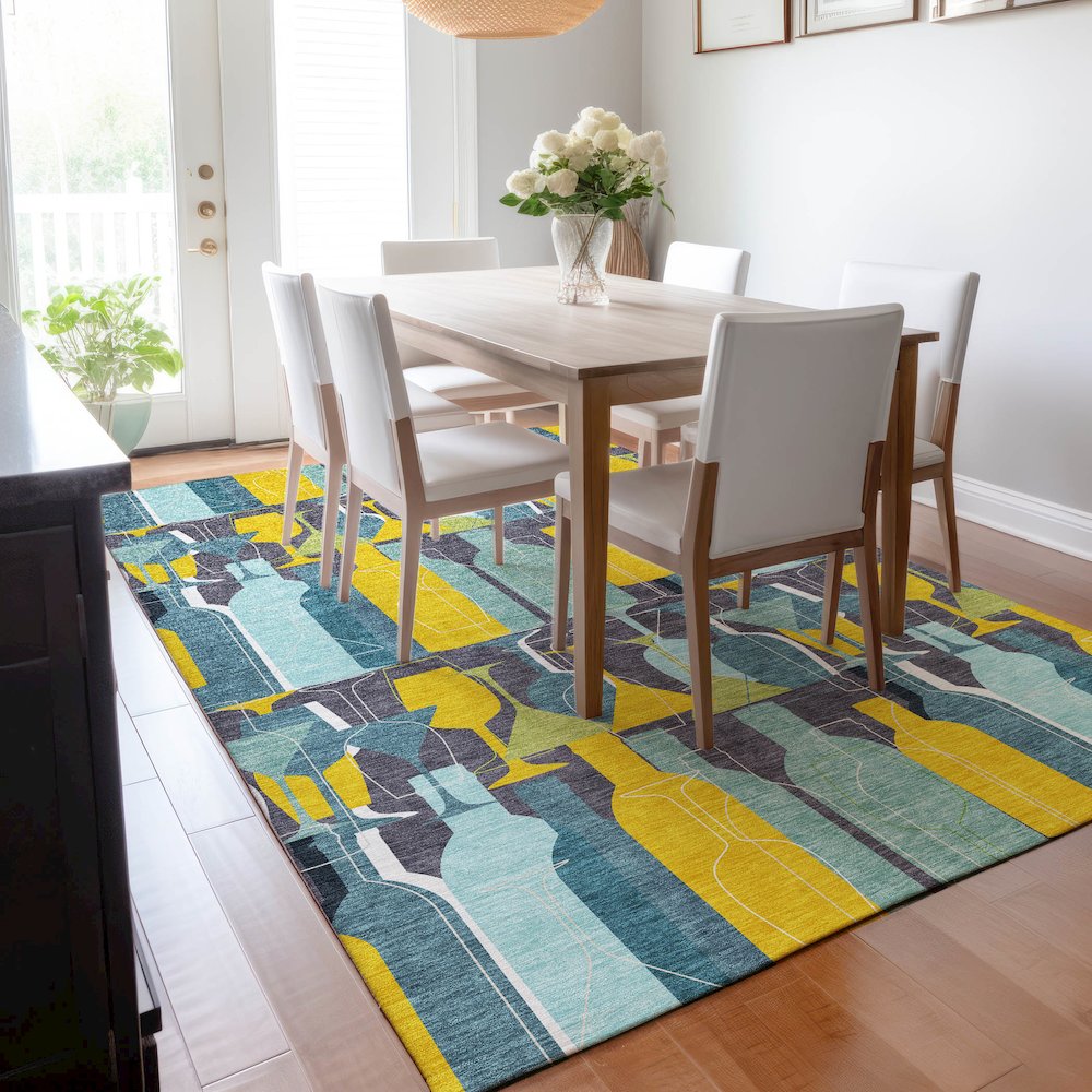 Premium Machine Washable Mayfield  Blue 9' x 12' Rug. Picture 6