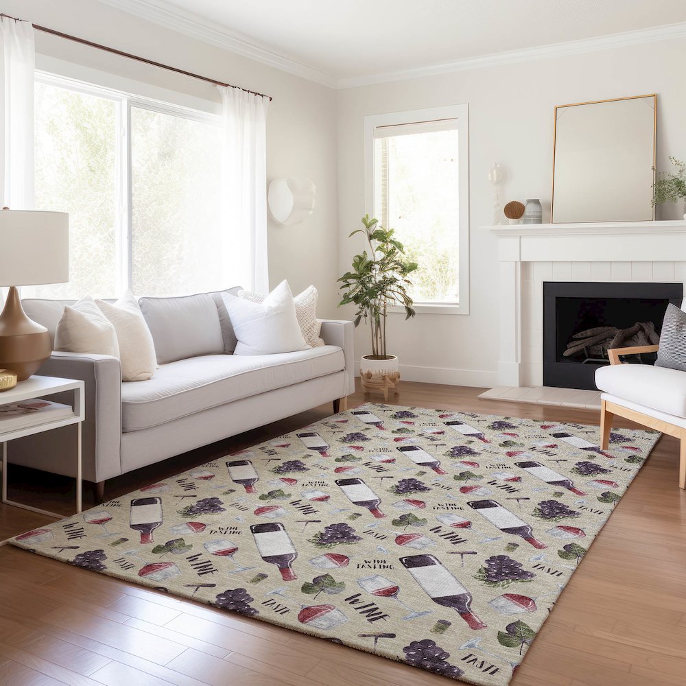 Premium Machine Washable Mayfield  Ivory 9' x 12' Rug. Picture 5