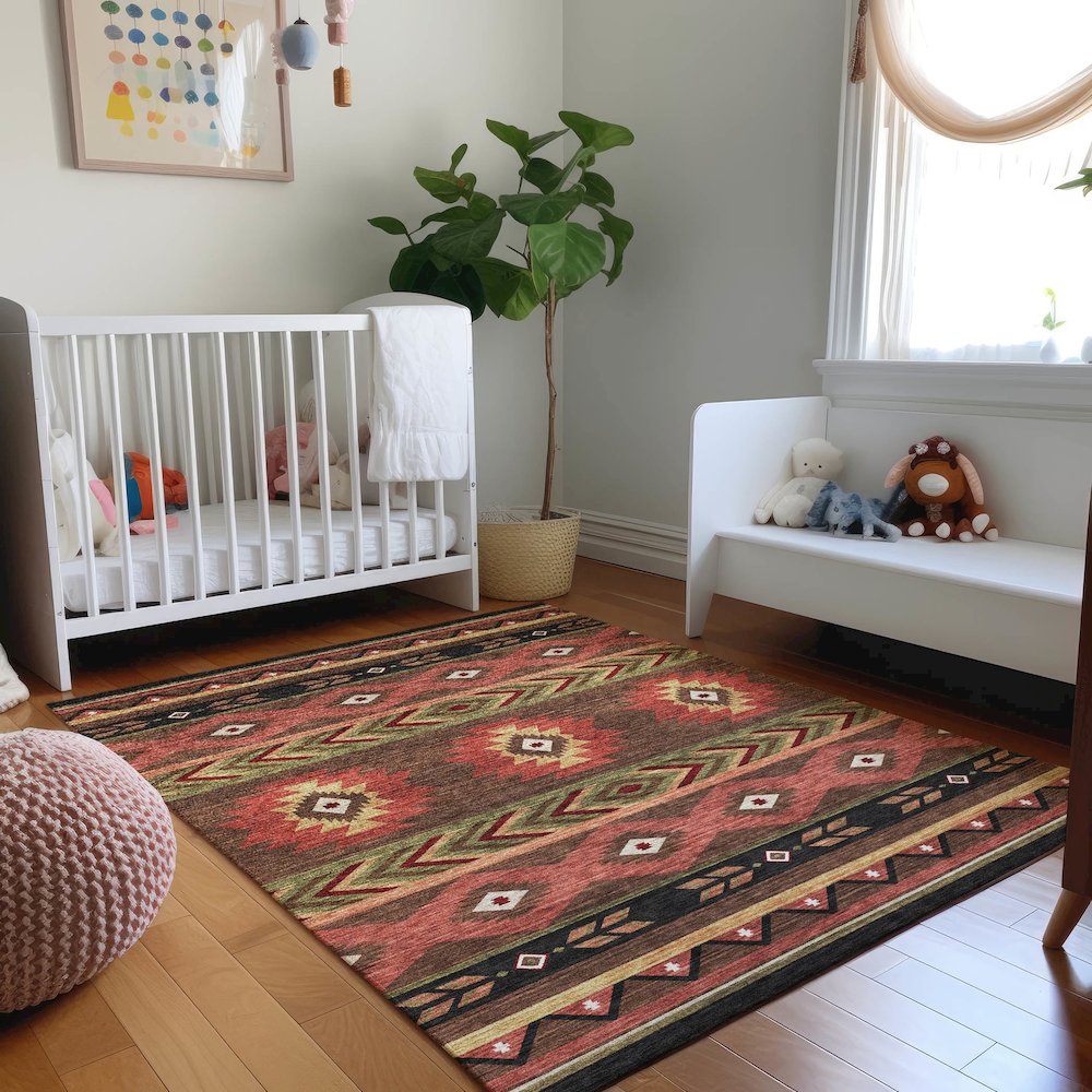 Premium Machine Washable Mayfield  Brown 9' x 12' Rug. Picture 5