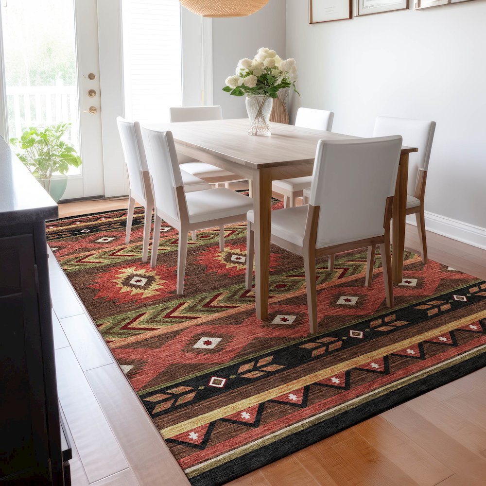 Premium Machine Washable Mayfield  Brown 9' x 12' Rug. Picture 6