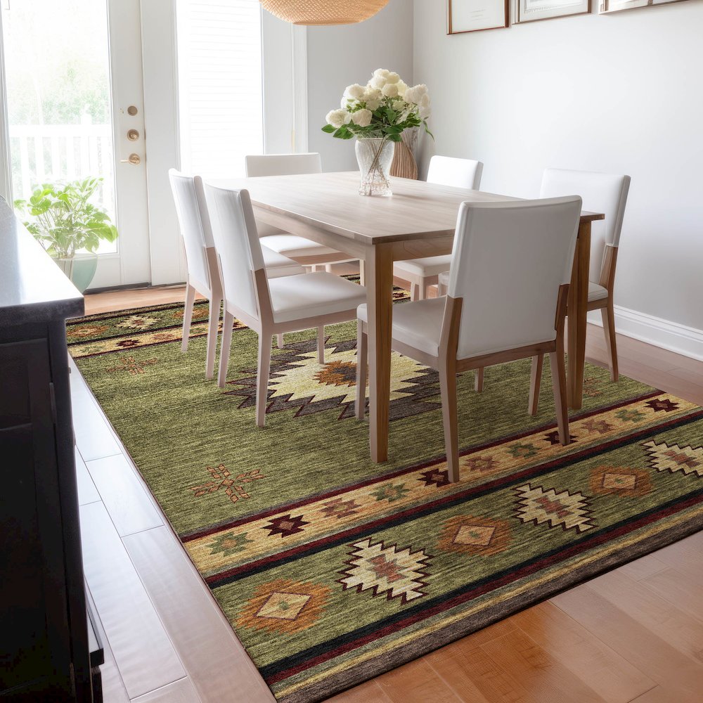 Premium Machine Washable Mayfield  Green 9' x 12' Rug. Picture 6