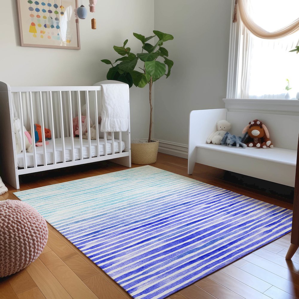 Premium Machine Washable Mayfield  Blue 9' x 12' Rug. Picture 5