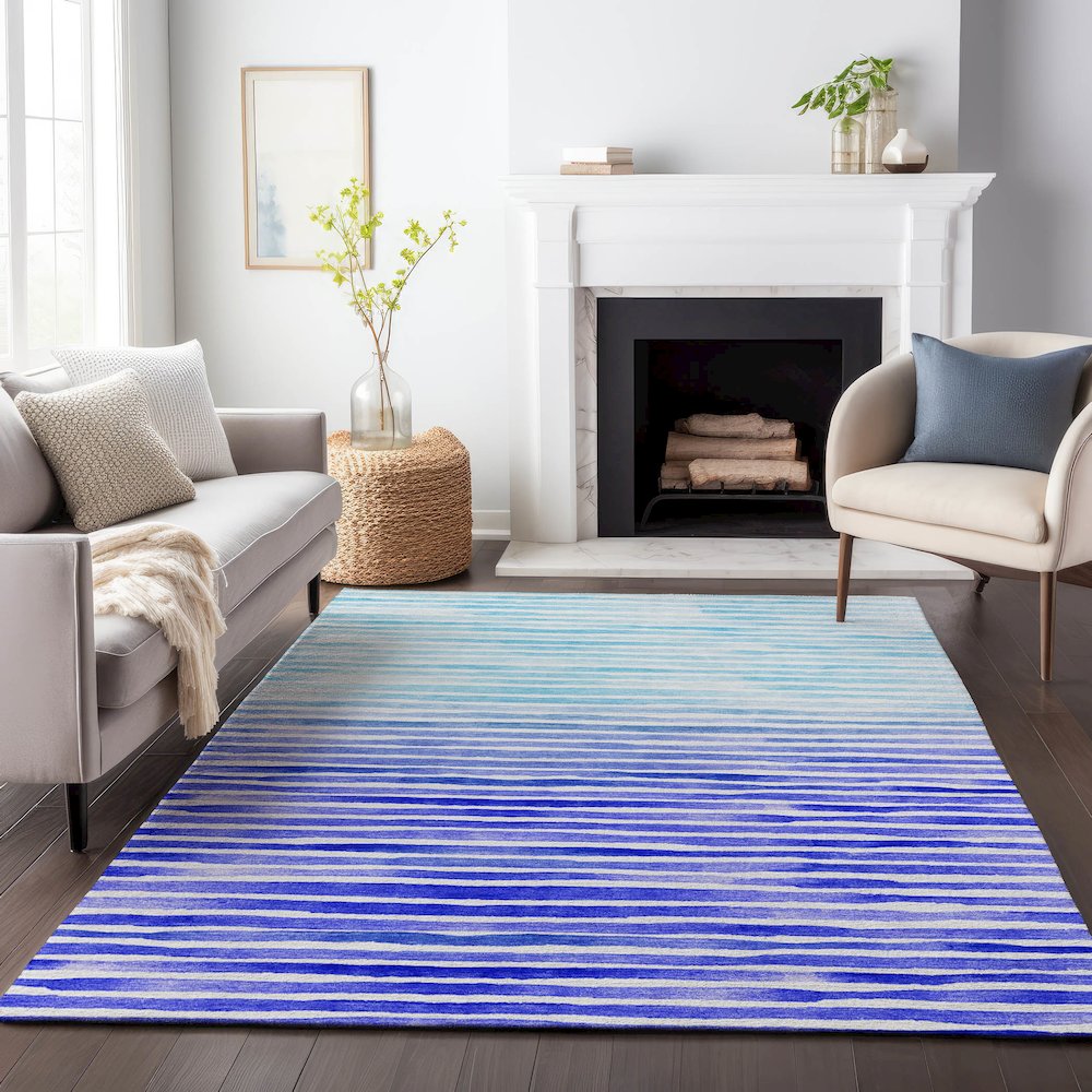 Premium Machine Washable Mayfield  Blue 9' x 12' Rug. Picture 6