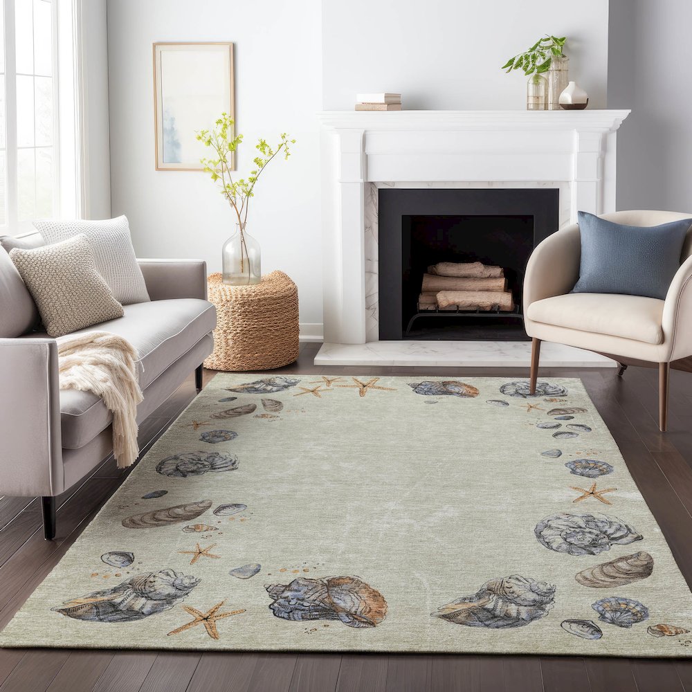Premium Machine Washable Mayfield  Oyster 9' x 12' Rug. Picture 6