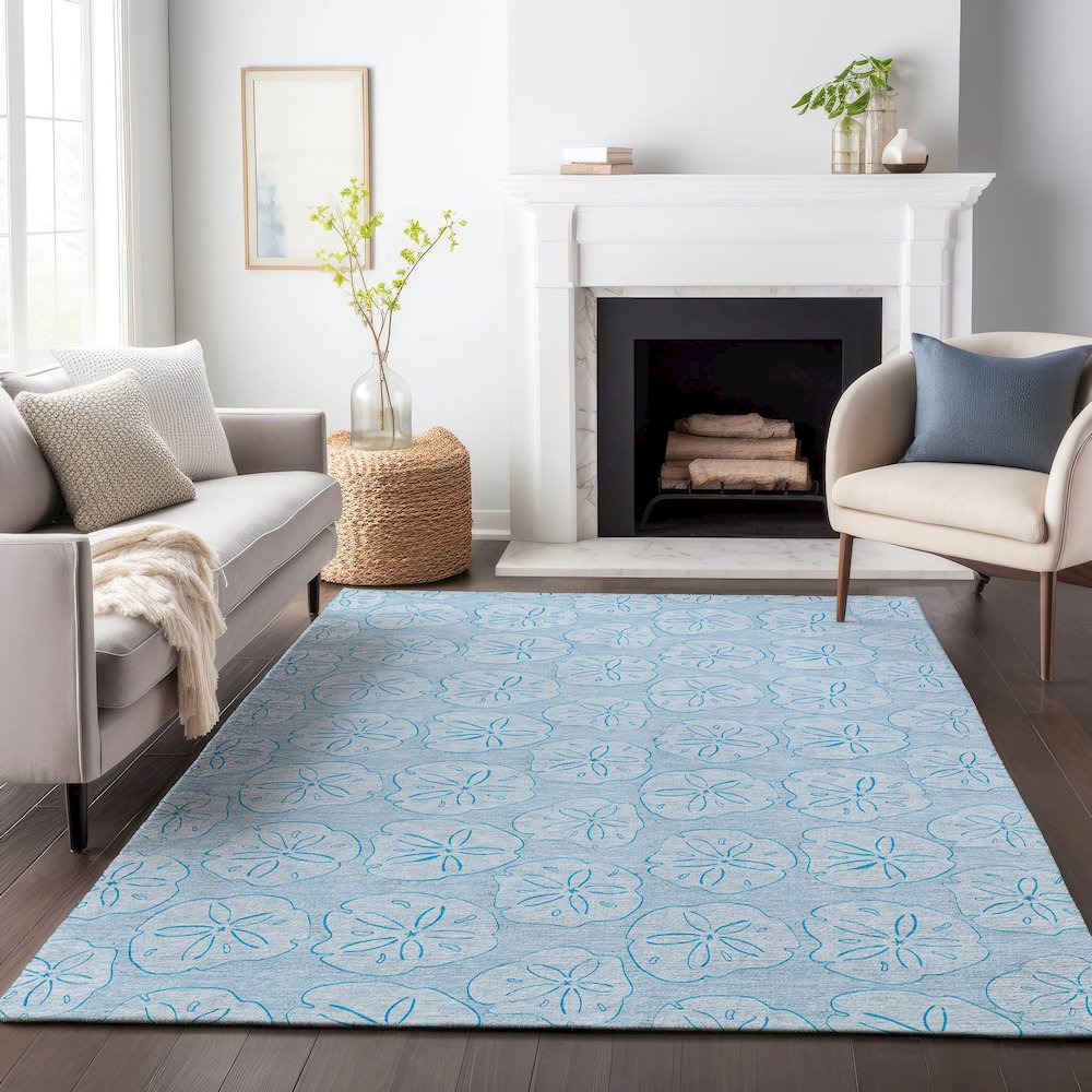 Premium Machine Washable Mayfield  Blue 9' x 12' Rug. Picture 6