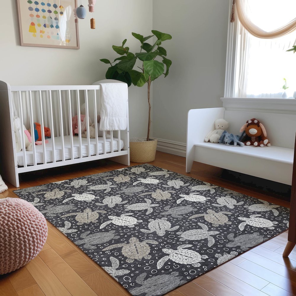 Premium Machine Washable Mayfield  Midnight 9' x 12' Rug. Picture 5