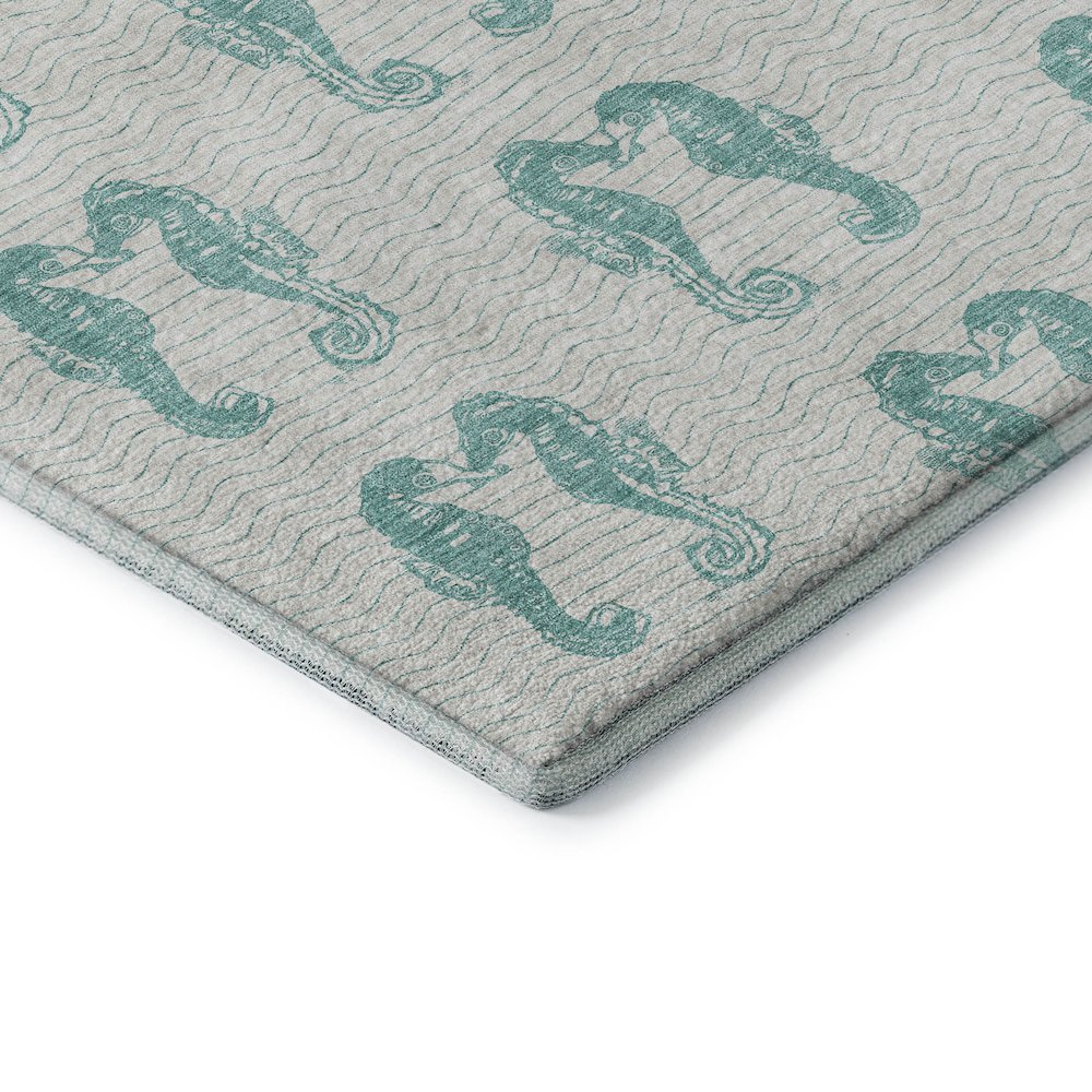 Premium Machine Washable Mayfield  Aqua 5' x 7'6" Rug. Picture 3