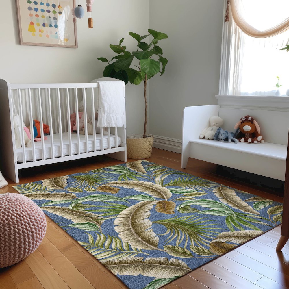 Premium Machine Washable Mayfield  Blue 9' x 12' Rug. Picture 5