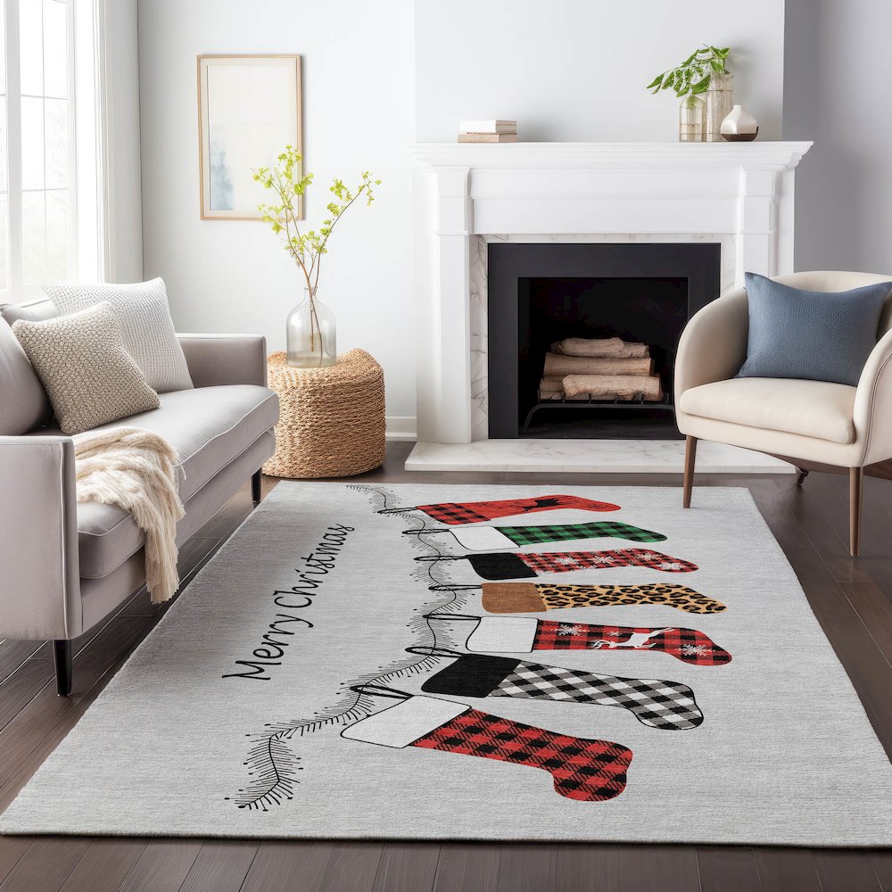 Premium Machine Washable Mayfield  Gray 9' x 12' Rug. Picture 6